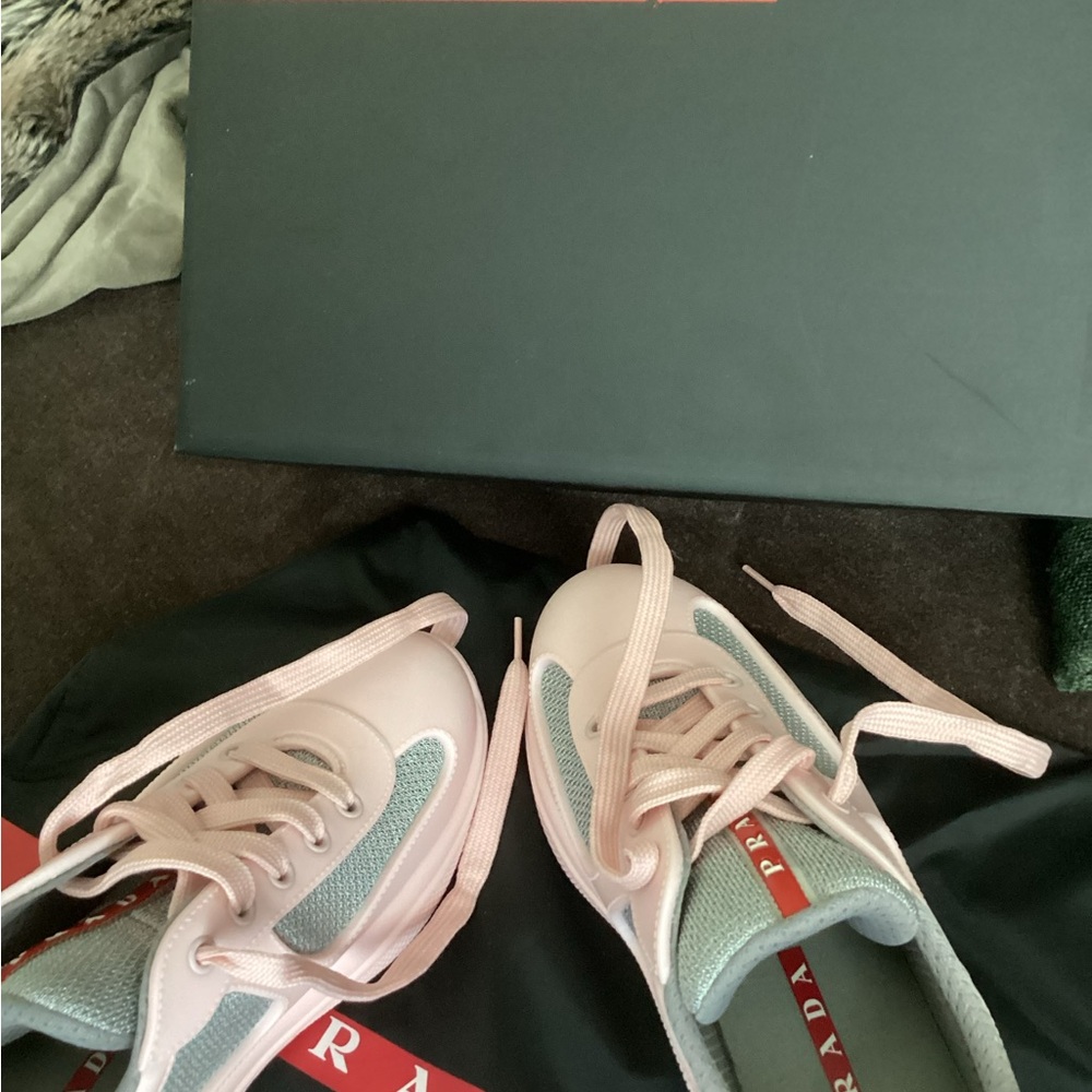 Prada Women's Pastel Pink and Silver Sneakers (soft rubber) - Picture 13 of 16